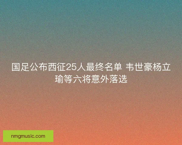 国足公布西征25人最终名单 韦世豪杨立瑜等六将意外落选