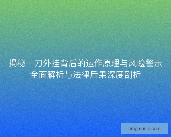 揭秘一刀外挂背后的运作原理与风险警示全面解析与法律后果深度剖析